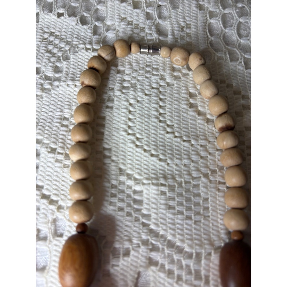 Hand Carved Wood Safari Animal Bead Necklace Elephant Rhino Lion Brown vintage - Picture 9 of 10